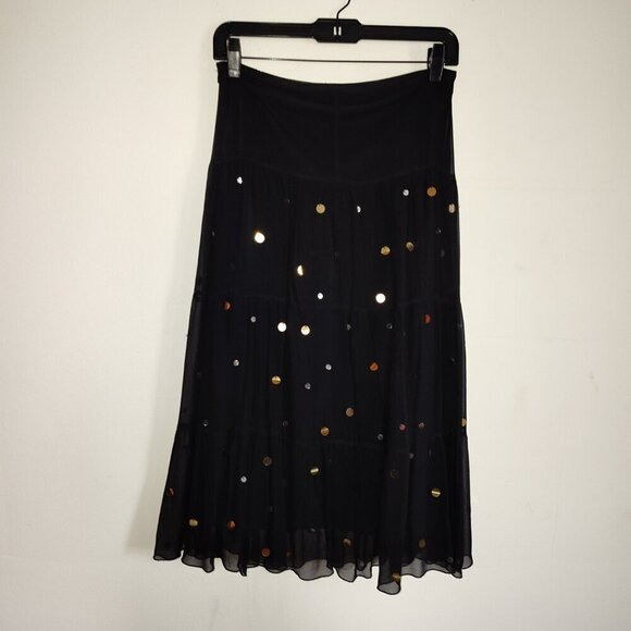 Ladies SZ S JM Atelier Black Silk Sequin Evening Skirt - Picture 2 of 3